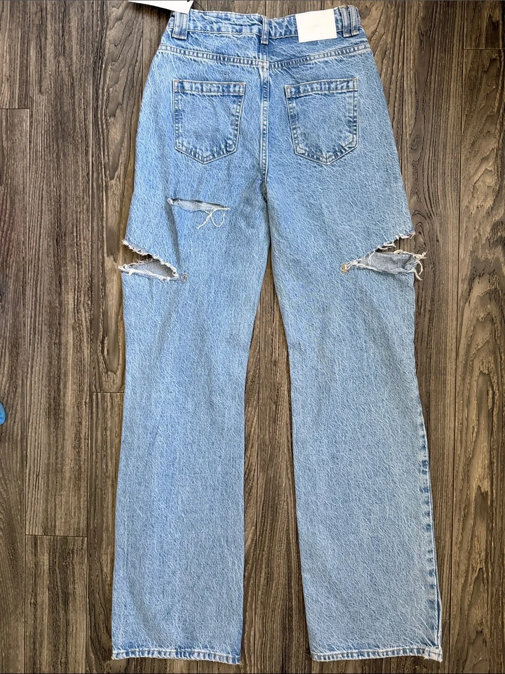 NWT Zara y2k Grunge Festival Mid Waist Ripped Cut Out Straight Jeans Blogger FAV